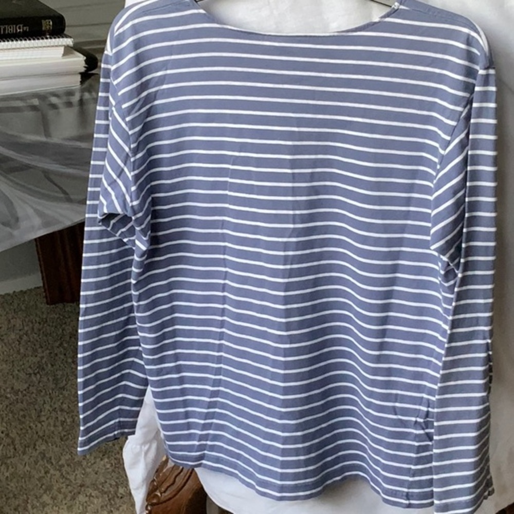 J.Crew Grey Striped Long Sleeve - Picture 2 of 4